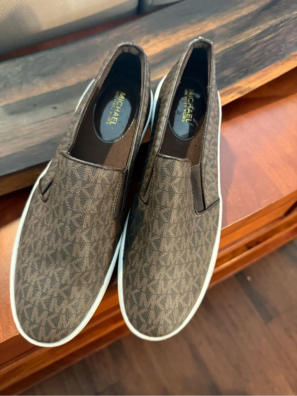 Michael Kors Men's Dark Brown Logo Slip-On Sneakers